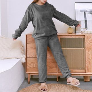 Malamute 女款保暖基本款超細纖維睡衣上下套裝