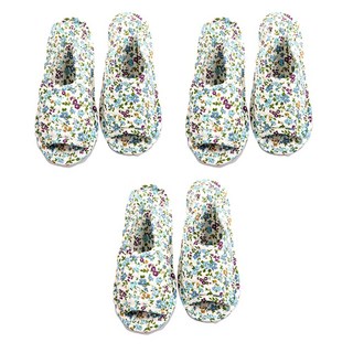 abm 絎縫室內拖鞋, 3雙, 藍色花