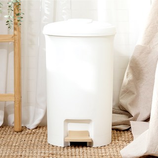 Blanc Objet 圓形 腳踏 垃圾桶 20L, 白色 米色