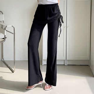 Lalaon 垂墜感彈性羅紋鬆緊帶交叉喇叭褲 TSP2724