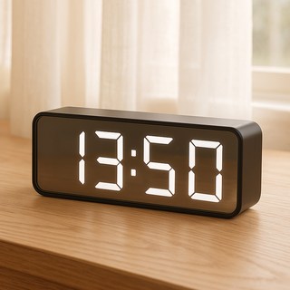 루아즈 LED 인테리어 미러 무소음 탁상 알람시계 LUAZ-AT2, 블랙