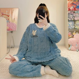 2'nd Pink 女款加大尺碼超細纖維睡衣上下套裝