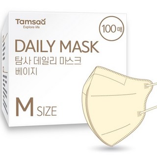 Tamsaa 日常鳥嘴型立體口罩 韓國製 M,100片,1盒,米色