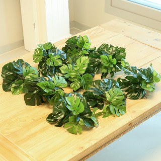 JOART 室內裝飾人造葉片 人造植物葉叢 9入組, 雙色龜背芋, 1套