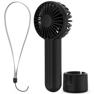 신지모루 미니 핸디 선풍기 + 넥스트랩 세트 SHF_SZ01_2000, 블랙