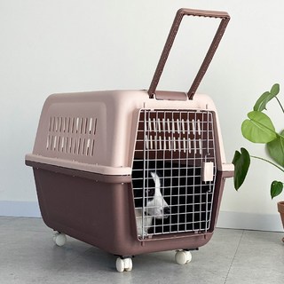 DING DONG PET 行李箱式寵物外出籠, 棕色, 1個