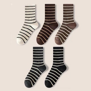 PEONIST 女款長筒條紋襪5雙組