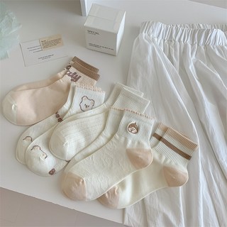 Wodemi 女款四季基本款彩色可愛鬆緊帶短襪5件組 W897