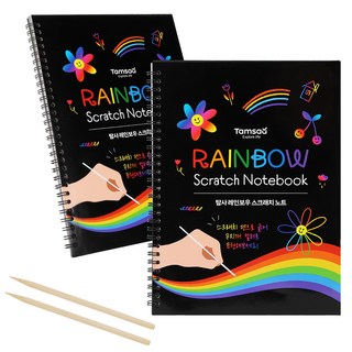 Tamsaa 彩虹刮畫本 2入組 (含刮畫筆), 1組, 混色