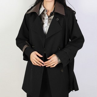 Queenis 女款附腰帶短版風衣外套