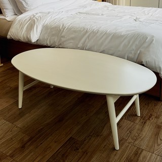Hey Molly Eden 原木橢圓折疊式客廳沙發桌 1000mm, 象牙白