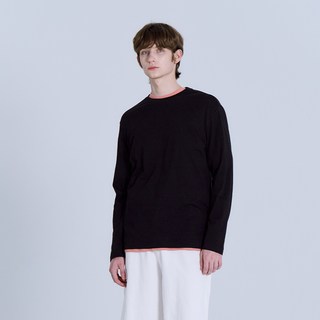 BASIC HOUSE 男款透氣純棉30支寬鬆圓領長袖T恤 LATS0124