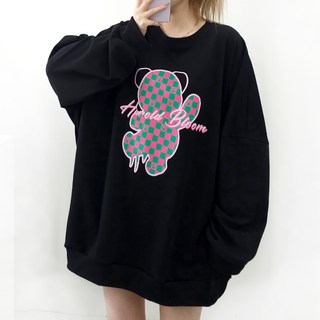 Sweet Pink 格紋熊大尺碼大學T