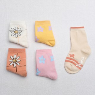 WESOX&PAPAMOM 兒童 D微笑花朵襪 5件組