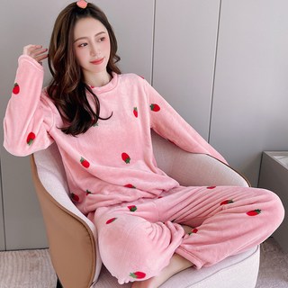 C of B 女款加厚草莓睡衣上下套裝