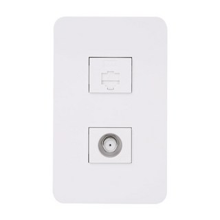 CHEIL ELECTRIC 嵌入式插座 8P 1孔+TV 2路串聯 白色, 1個