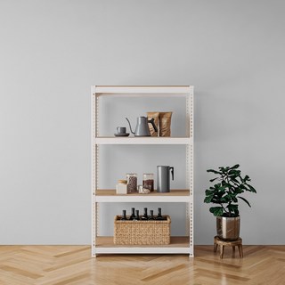 speedrack 免螺絲組裝式鐵製角鋼層架, 白色, 4層