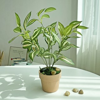 benudi 綠植盆栽人造花, 綠色, 1個