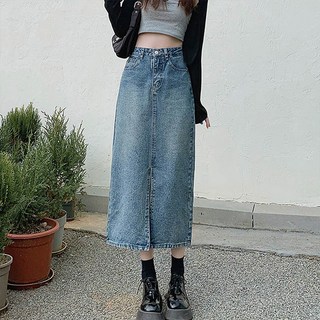 andstyle 女款H字剪裁前開衩丹寧長裙 261191