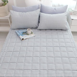 Beau Monde 韓國製造柔軟水洗鬆緊帶餅乾格紋床墊, 餅乾格紋淺藍色