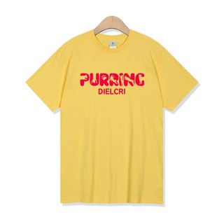 DielCree 男女通用 透氣 Gororong印花 17支紗 短袖T恤, 黃色