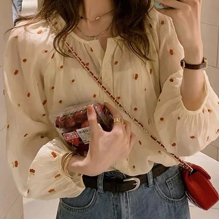 德普羅商務 女款法式復古圖案點綴雪紡衫