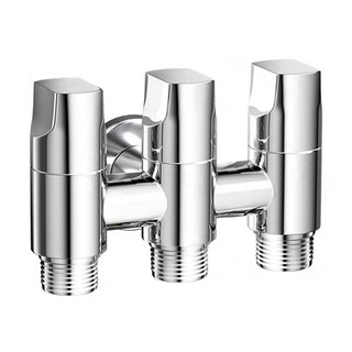 WELLANE 洗衣機水龍頭1進3出分水閥/三角閥 亮銀色, 1個