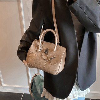 ViVEMO Trokan 鎖頭鍊條兩用皮革托特包 11642, 米色