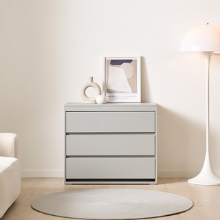 3자 3단 낮은 서랍장, 그레이