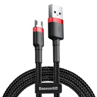 Baseus 倍思 卡福樂系列 USB Micro 雙面盲插 2.4A 充電/傳輸線, 1m, 紅色殼 + 黑色線, 1個