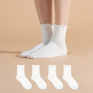 Sockpiens 女性用高級彩色荷葉邊襪子4雙組