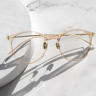 the brille 透明超輕量圓形大尺寸膠框抗紫外線抗藍光眼鏡 6克