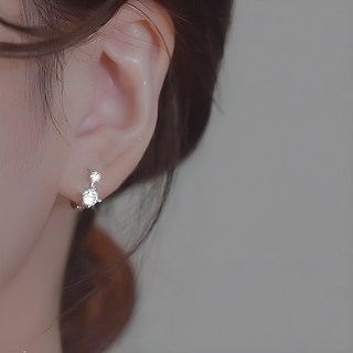 gelluna 迷你雙鋯石日常易扣式環狀耳環