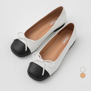 阿菲納爾 方頭雙色蝴蝶結平底鞋