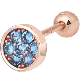 Mini Art 女性 14K 玫瑰金 鋯石 圓形 金針 日常 單邊 穿刺耳環