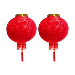 摩達客 農曆春節元宵 20吋植絨魚福燈籠(兩入)+LED燈串 暖白光, 1入, 紅