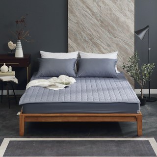 BOUNTIFUL 高級精梳棉緞面雙面床墊, 深藍色