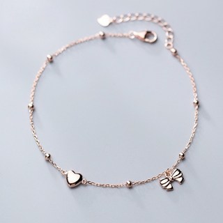 hermosa j 女性用925純銀日常疊戴愛心腳鍊 A017