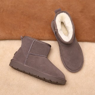 女款麂皮刷絨保暖短雪靴