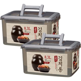 KOMAX 單提把泡菜保鮮盒 蓋子加厚款 灰色, 8.3L, 2個