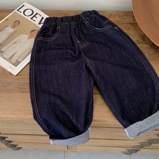 EYOUMONG 兒童款寬鬆版鬆緊帶寬版牛仔長褲 E6S129