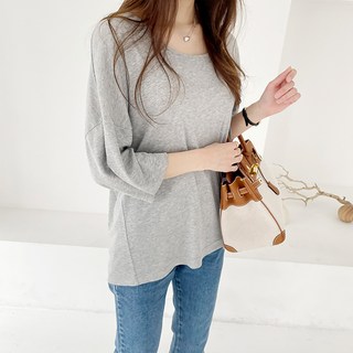 saystyle 女款深圓領長版寬鬆T恤