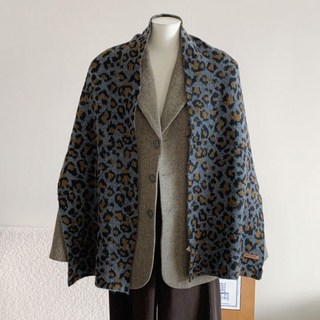 CocoDream 虎紋豹紋羊毛混紡針織圍巾 YN-1114