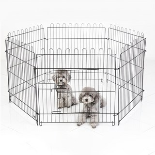 Dingdong Pet 狗狗鋼製可折疊六角圍欄, 黑色, 1組