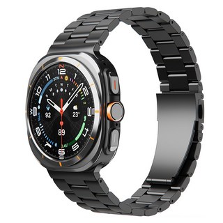 iamdue Galaxy Watch 弧形金屬紀念款錶帶, 黑色, 1個