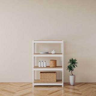 speedrack 免螺絲組裝式鐵製角鋼層架, 白色, 4層