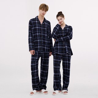 DOSSY 情侶款 Sofkin 午夜 長袖 翻領 睡衣 上下身套裝 D-9912