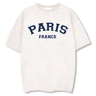ILLUSO 男女通用 巴黎 法國 特殊雙面布 短袖 T恤, 燕麥色