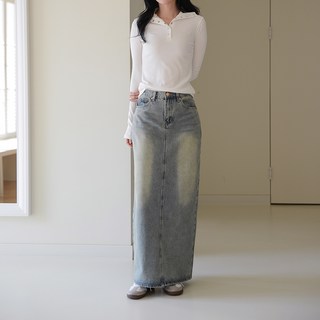 SUBIJEANS 復古水洗牛仔長裙