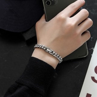 BEOURGUEST 男士一字扣鈦金屬鏈式手鍊